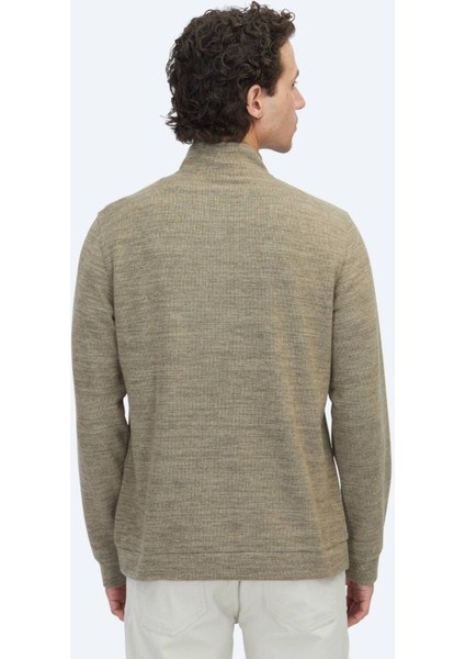 Vizon Dik Yaka Çizgili Sweatshırt