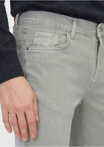 Açık Yeşil Düz Slim Fit Denim Pamuk Karışımlı Pantolon modelleri