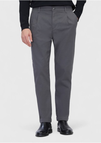 Gri Düz Dokuma Jogging Fit Casual Pamuk Karışımlı Pantolon fiyatları