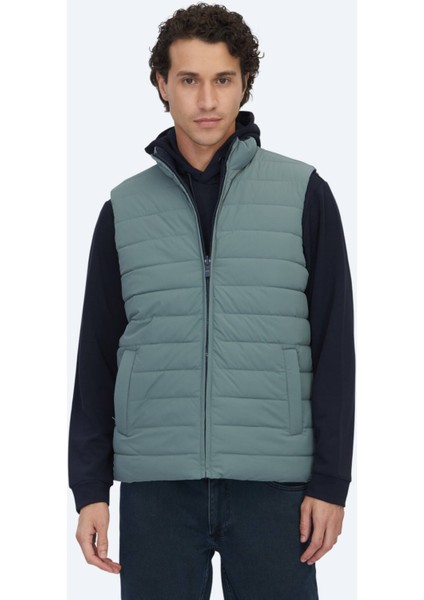 Koyu Mint Regular Fit Dik Yaka Casual Dokuma Spor Yelek fiyatları