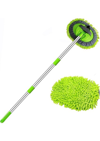 47.5" Araba Yıkama Fırçası Paspas Temizleme Aleti Uzun Saplı Yıkama Detaylandırma Kiti Arabalar Kamyon, Suv, Rv, Römork, Tekne 2'si 1 Arada Şönil Mikrofiber Sünger Silgi Boyaya Zarar Vermez Çiziksiz