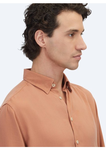 Kiremit Regular Fit Dokuma Casual Gömlek fırsatları
