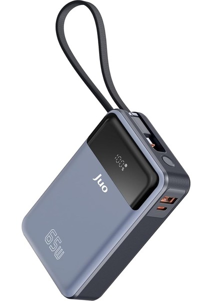 20000MAH 65W LED Ekranlı Usb-A + Type-C Kablolu Taşınabilir Hızlı Şarj Cihazı Powerbank