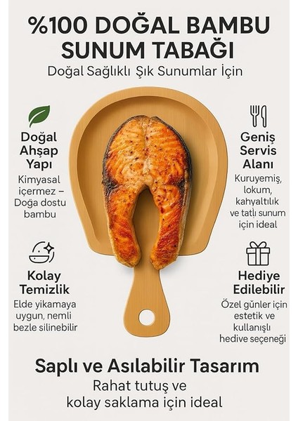 High-Tech Bambu Sunum Tabağı – Doğal Ahşap Servis Tahtası, Şık Saplı Sunum Tepsisi, Çevre Dostu Mutfak Ürünü, Kahvaltı ve Atıştırmalık Için Ideal, Leke Tutmaz – Eko Tasarım fiyatları