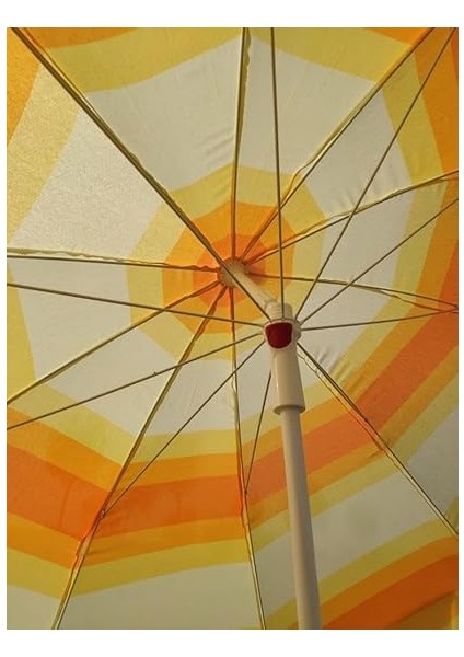 Kalite 10 Telli Eğilebilir 2 mt Plaj Şemsiyesi Bidon Dahil Turuncu Gökkuşağı modelleri