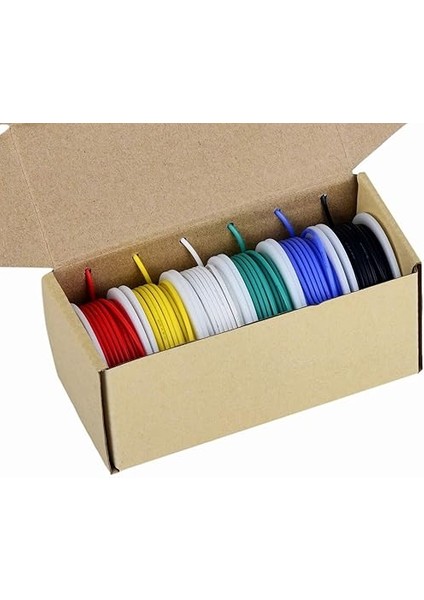 20 Awg (0,81 Mm) Elektrik Teli Kiti, Renkli Tel 0,52 Mm² Esnek Silikon Tel (6 Farklı Renkli 7 M Makara) 600 V Yalıtımlı Tel Yüksek Sıcaklık Direnci