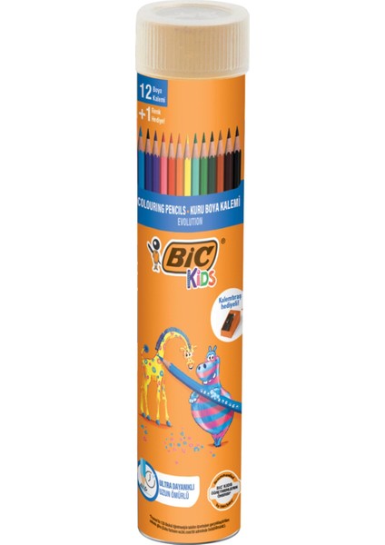Kids Evolution Kuru Boya Kalemi 12'li Metal Tüp, Kıymık Oluşturmaz, Çiğnemeye Karşı Dayanıklı, Kolay Açılır