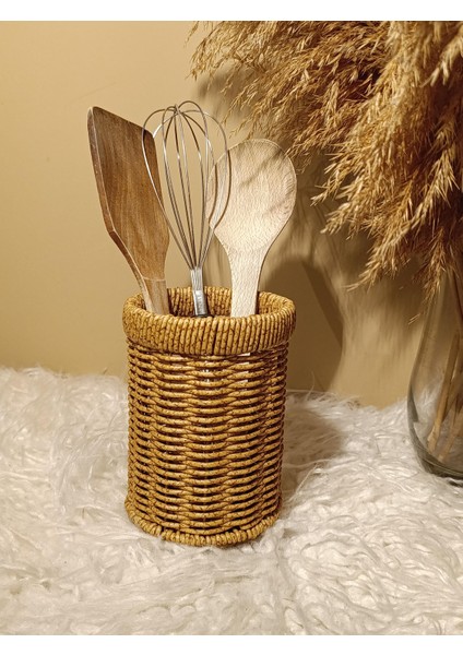 Hasır Rattan Yuvarlak Kaşıklık / Organizer modelleri