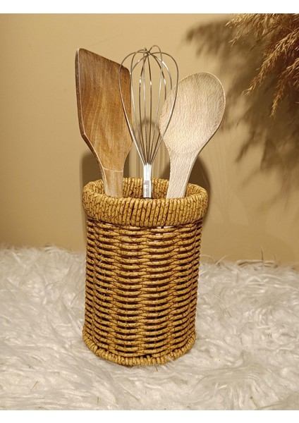 Hasır Rattan Yuvarlak Kaşıklık / Organizer fırsatları