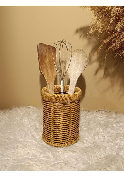 Hasır Rattan Yuvarlak Kaşıklık / Organizer indirimleri