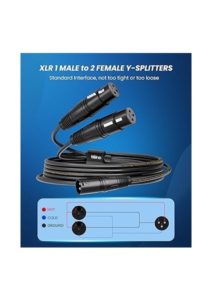 Xlr Kablo Divisor En Y, Doble Hembra Xlr A Macho Xlr Mikrofon Combiner Y Cord Balanced Mikrofon Adaptör Patch Cable (2 Hembra A 1 Macho) - 2 M fırsatları