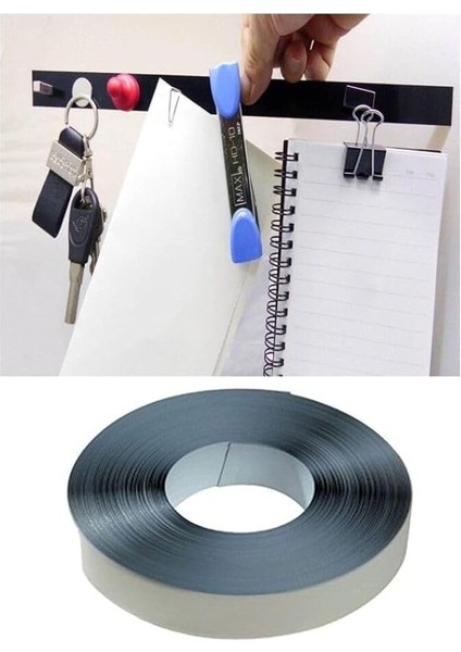 1 Metre Mıknatıs Tutan Yapışkanlı Metal Şerit Bant Siyah - 2 cm Genişlik fiyatları