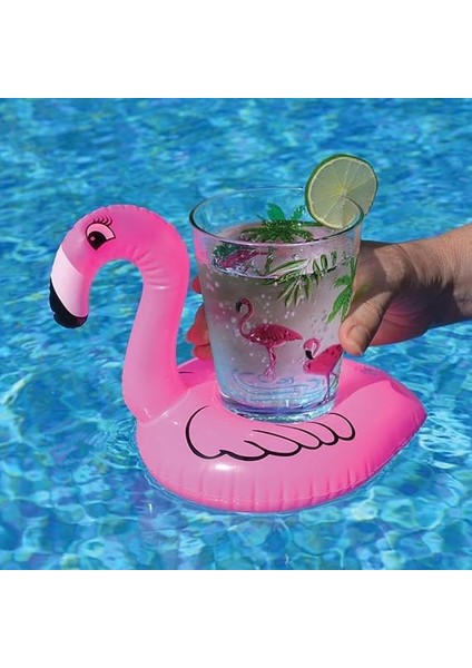 10 Lu Set Pembe Flamingo Şişme Bardak Simidi Içecek Tutacağı fiyatları