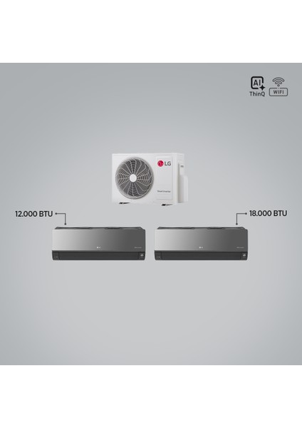 1+2 Multi Sistem / 12+18 Iç Üniteler = 1 Adet Dış Ünite Al Thinq Wi-Fi Kontrolü
