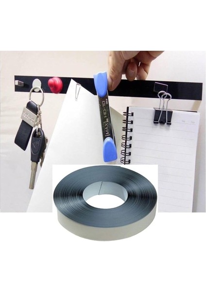 1 Metre Mıknatıs Tutan Yapışkanlı Metal Şerit Bant Siyah - 2 cm Genişlik indirimleri