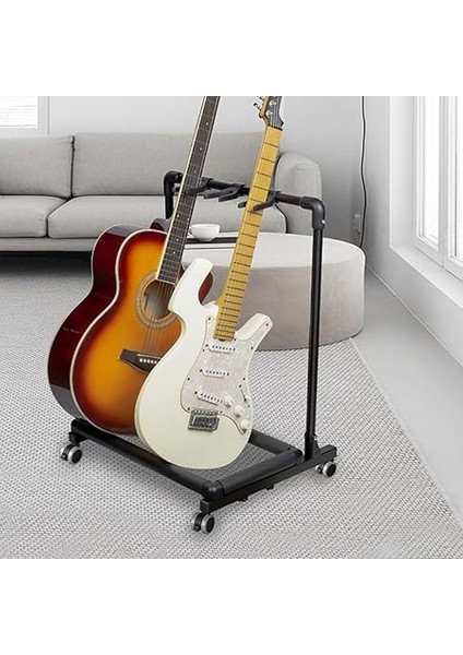 Gitar Standı, 3 Gitar Için, Çoklu Gitar Standı, Metal ve Eva, Birden Fazla Gitar Için, Tekerlekli Ekran Tutucu (Metal + Eva) fırsatları
