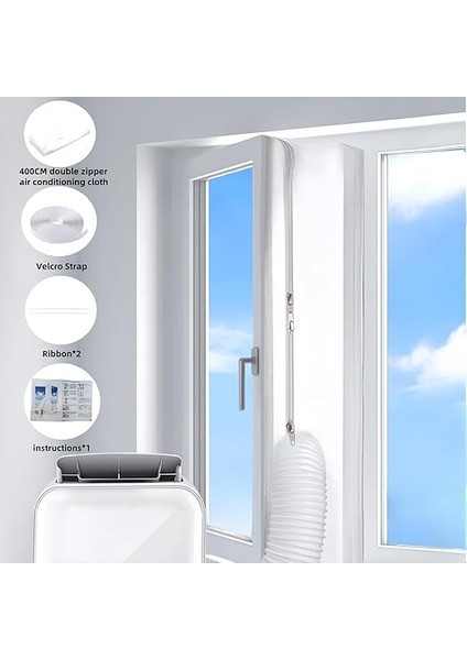 cm Çift Fermuarlı Mobil Klima Pencere Contası Kiti, Klimalar ve Nem Alıcılar Için Su Geçirmez Pencere Kalafat Sıcak Hava Durdurma, Sağlam ve Kurulumu Kolay fiyatları