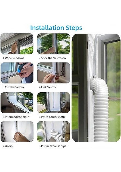 cm Çift Fermuarlı Mobil Klima Pencere Contası Kiti, Klimalar ve Nem Alıcılar Için Su Geçirmez Pencere Kalafat Sıcak Hava Durdurma, Sağlam ve Kurulumu Kolay modelleri