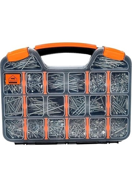 1231 Parça 16 Çeşit Vida Seti, Bits Matkap Ucu- Büyük Sunta Vidası Seti-Vida Organizer Çantası