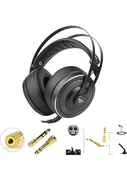 T-803 Kablolu Kulak Üstü Stüdyo ve Miks Dj Stereo Lar 50MM Dymium Sürücüler 3.5mm 6.5mm O 'a Dönüştürücü Amp Bilgisayar Fon Piyano Gitar Dizüstü Bilgisayar Siyah Siyah indirimleri