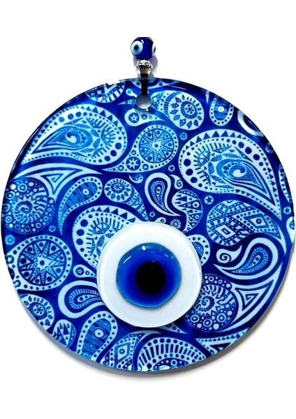 Beyaz Cam Nazar Boncuğu, El Işçiliği Cam Duvar Süsü, Nazarlık Hediyelik Eşya fiyatları