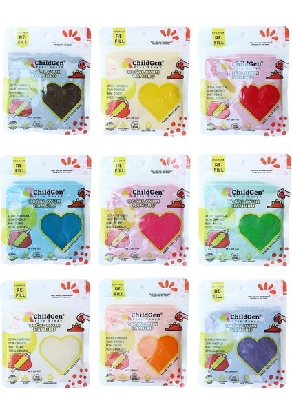 Oyun Hamuru - 9’lu 9X125 Gram Vakumlu Kartuş Paket - (Ecopack-Refill)