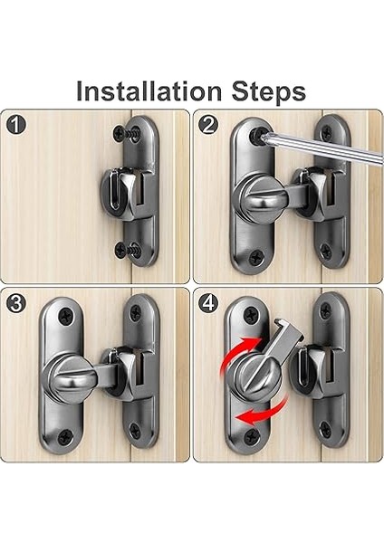 Sürgülü Kapı Kilidi Kapı Kilidi 90/180 Derece Ahşap Kapı Mandalı Bahçe Mutfak Pencereleri Gri indirimleri