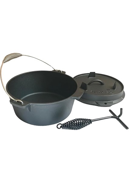 Döküm Tencere 10 Inch Dutch Oven Demir Döküm Kamp Tenceresi 25 cm