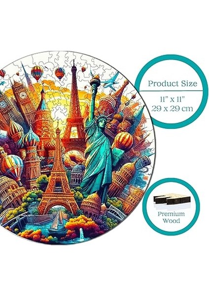 - Ahşap Puzzle Yetişkinler Için - Dünya Şehirleri Benzersiz Parçalı Puzzle - 252 Parça Ahşap Yapboz - Yapıştırıcı Folyo Dahil - Dekoratif Ahşap Yapboz - 29X29 cm - A1-11 indirimleri