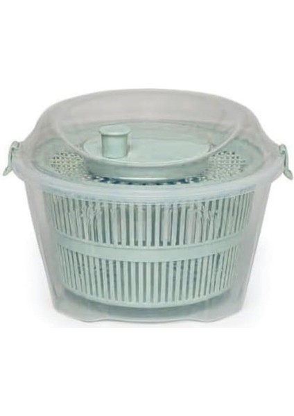 Salata Kurutucu, Sebze Yeşillik Marul Yıkama ve Kurutma Kabı Leğen Şeklinde Çevirmeli (Soluk Su Yeşili)