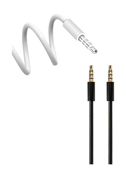 Ses Kablosu 1 Metre Oto Araç Teyp Kablo Müzik Bağlantı Beyaz