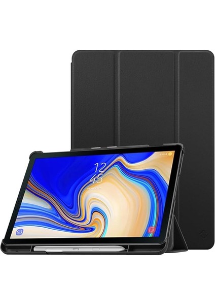 Samsung Galaxy Tab S4 10,5 2018 Için S Kalem Tutuculu Ince Kılıf, Samsung Tab S4 10,5 Inç Tablet SM-T830/T835/T837 Için Otomatik Uyku/uyanma Özellikli, Ultra Ince Üç Katlı Stand Kapak, Siyah
