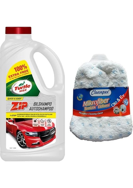 Wax Zip Wax Cilalı Oto Yıkama Şampuanı 60 Yıkama 1 L, Yıkama Eldiveni