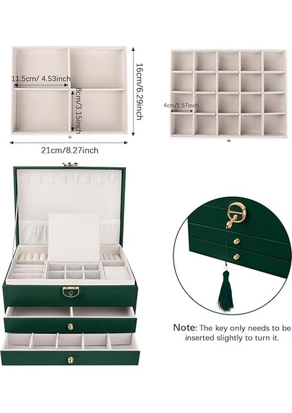 Kadınlar Için Takı Standı, Takı Kutusu, 3 Katlı Takı Kutusu, Kadınlar Için Kolye, Yüzük Saklamak Için Takı Kutusu (Yeşil) fiyatları