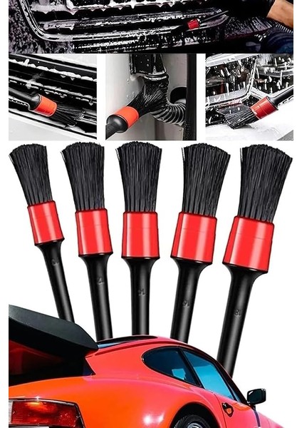 Araba Oto Araç Detaylı Temizlik Fırça Seti 5'li Oto Araba Yıkama Klima Temizleme Fırça Takımı