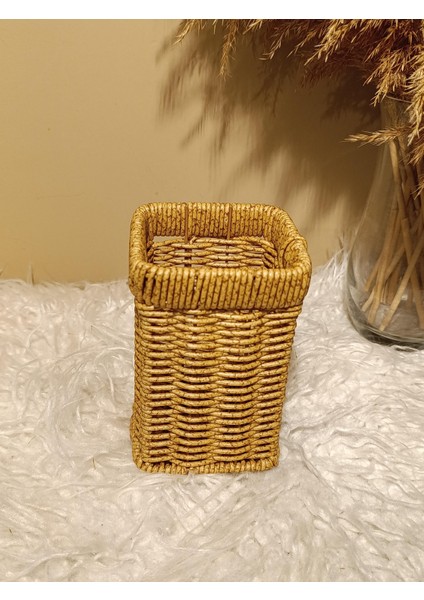 Hasır Rattan Kare Kaşıklık / Organizer