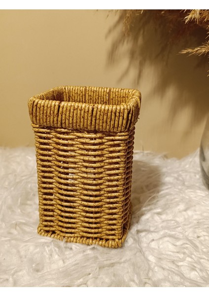 Hasır Rattan Kare Kaşıklık / Organizer modelleri