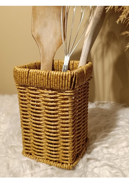 Hasır Rattan Kare Kaşıklık / Organizer fırsatları