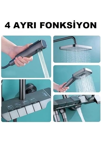 Duş Seti, Pirinç Materyal, Ayarlanabilir Boy, Siyah Krom Beyaz Antrasit Gri Renk Seçenekli, 2 Yıl Garantili (Siyah) modelleri