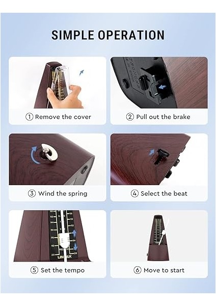 M2 Mekanik Metronom, Piyano Gitar Bas Ukulele Keman Çello Davul ve Tüm Müzik Aletleri Için Evrensel Metronom, Iz Vuruşu ve Tempo, Yüksek Ses, Yüksek Kesinlik, Müzik Aksesuarları, Ahşap Tahıl indirimleri