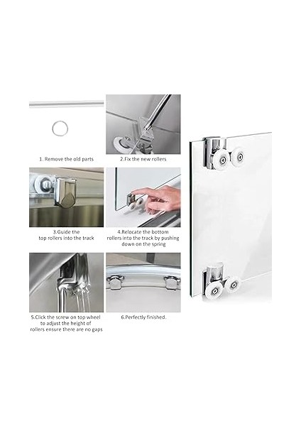 Kabin Teker Seti,4 Adet Krom Banyo Tekerleği,tüm Duşa Kabinlere Uyumlu Tekerlek Seti Takımı 2 Alt 2 Üst Teker Rulmanı modelleri