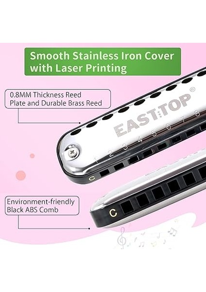 Top Junior Harmonika, Pürüzsüz Yuvarlak Kenar 10 Delikli C Anahtar Mavileri Ağız Organ Harmonika Çocuklar ve Çocuklar Için Hediye Olarak, Kumaş Bez Kese, Renkli Kutu, Siyah modelleri