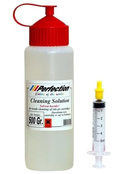 Kartuş Nozzle Açıcı Solüsyon 500 ml + Sarı Uç Şırınga