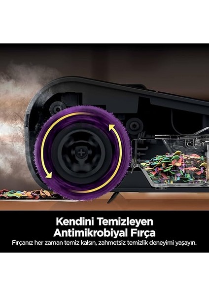 Steam Pickup, 3ü1 Arada Buharlı Temizleyici, Kimyasal Içermez, Sert Zemin Islak ve Kuru Temizlikçisi, Ekstra Fırça Rulosu, Saklama Istasyonu Dahil, Beyaz fırsatları