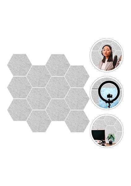 12 Adet Emici Pamuk Oda Geçirmez Duvar Öldürmek Altıgen Akustik Duvar Duvarlar Duvar Yalıtımı Emiciler Gürültü, Öldürücü Akustik Köpük Sönümleme Polyester Açık Gri indirimleri
