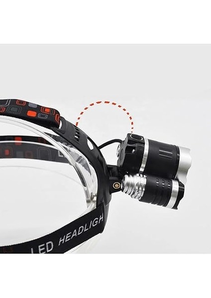 Lambası 6000 Lümen Şarjlı 3 Başlıklı Cree T6 LED Kafa Feneri Zoom Sellektör HT-630 indirimleri