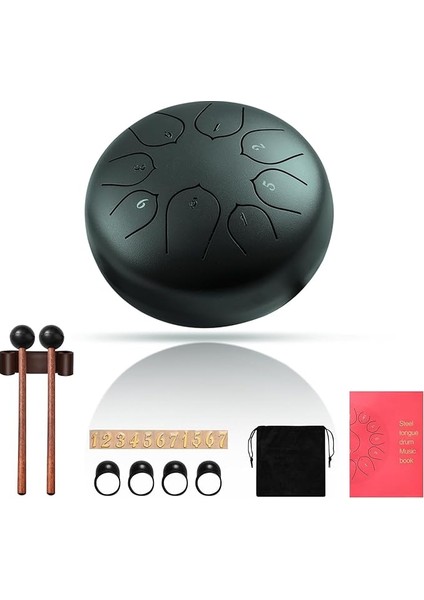 Davul Seti, Açık Hava Bahçe Yağmur Davul, 6" 8 Ton Çelik Dil Davul Yağmur Çanı, Handpan Enstrüman Meditasyon Davul, Açık Hava Yağmur Çanı Müzik Çanları Enstrüman (Koyu Yeşil)