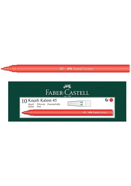 Iğne Uçlu Keçeli Kalem Seti, 10’lu, Kırmızı Renk, Havalandırmalı Kapak, Kağıt ve Karton Yüzeyler Için Uygun