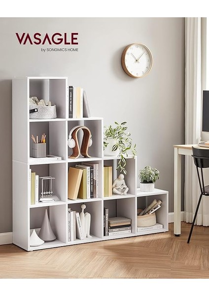 Kitaplık, Merdivenler, 10 Küp Gözü, Ahşap Sergi Rafı, Bağımsız Raf, Oda Bölücü, Beyaz LBC10WTV1 fiyatları