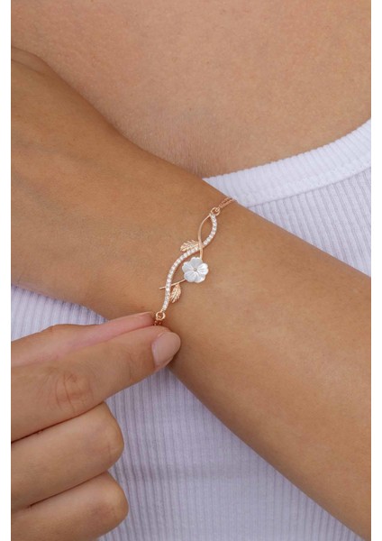 Manolya Çiçeği Kadın Rosegold Gümüş Bileklik fiyatları